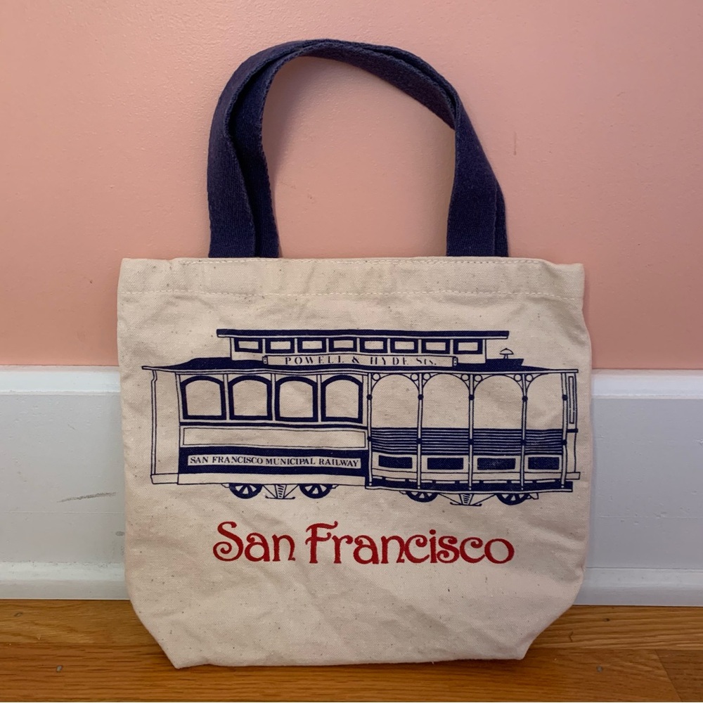 Vintage San Francisco Shopping Bag Cotton Canvas Tote Souvenier Bag Travel VTG